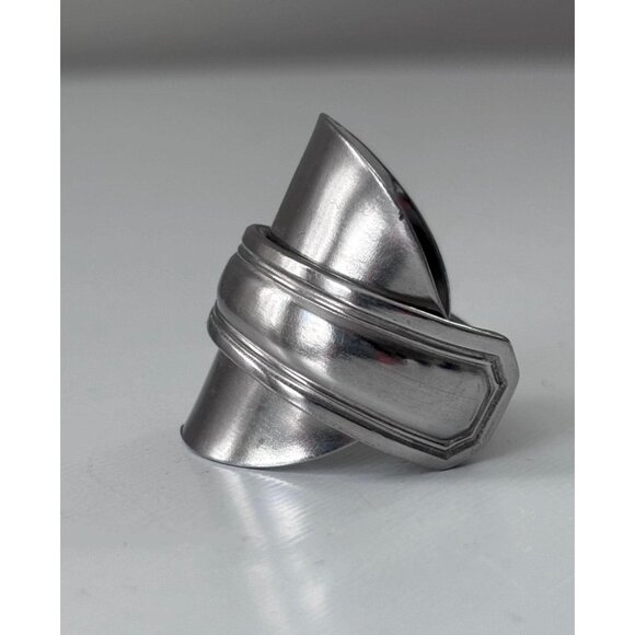 Saddle Spoon ring wrap ring size 7.5 silverware band statement ring hippie boho - Picture 2 of 5